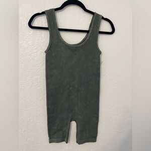 Olive Green Ribbed Women's Romper